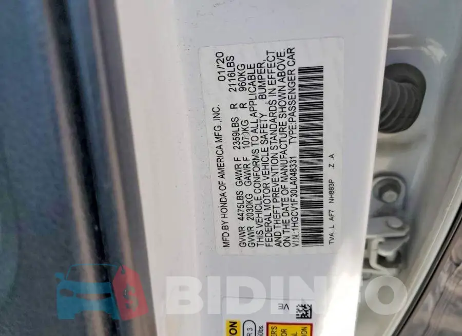 1HGCV1F30LA048331 Photo# 13