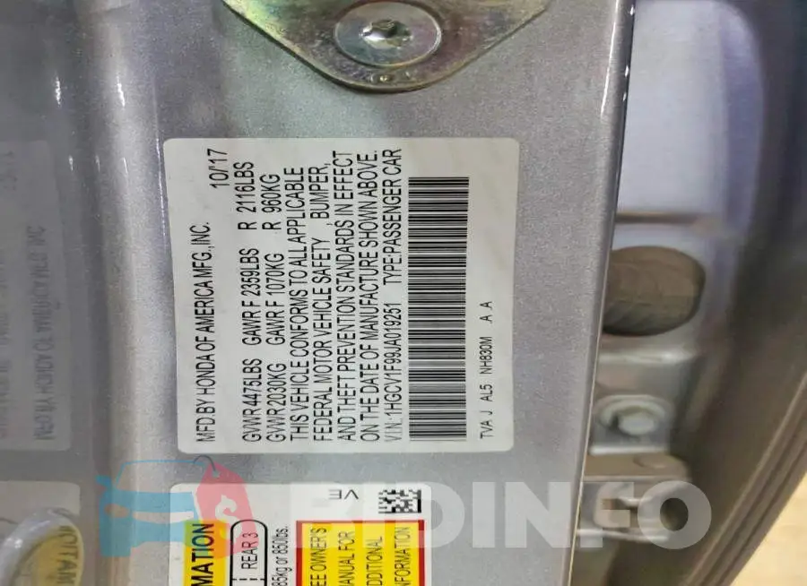 1HGCV1F99JA019251 Photo# 12