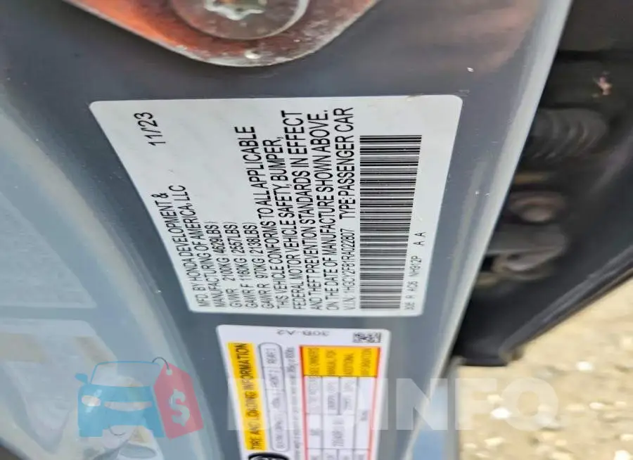 1HGCY2F81RA022807 Photo# 12