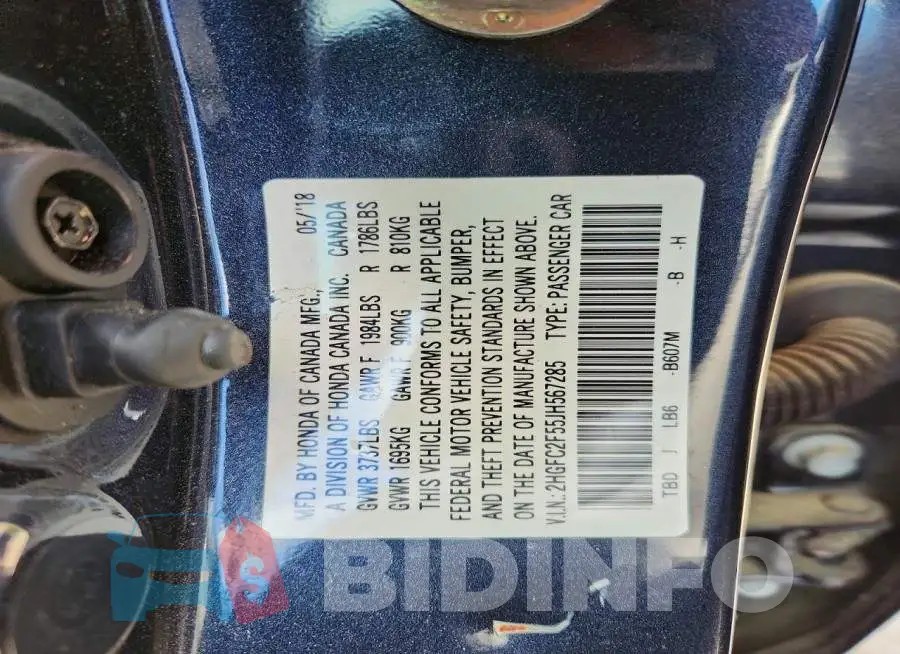 2HGFC2F55JH567285 Photo# 12
