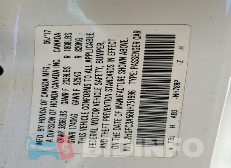 2HGFC3A56HH751996 Photo# 12