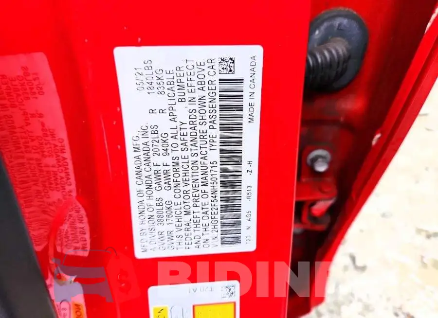 2HGFE2F54NH501715 Photo# 12