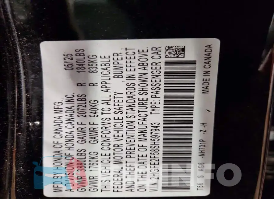 2HGFE2F58SH597943 Photo# 12