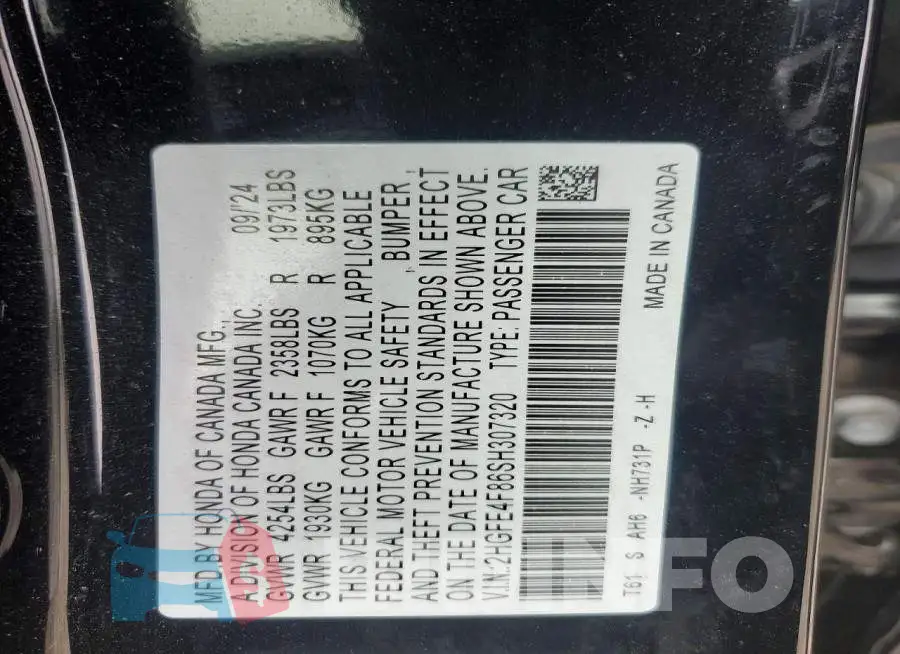 2HGFE4F86SH307320 Photo# 12