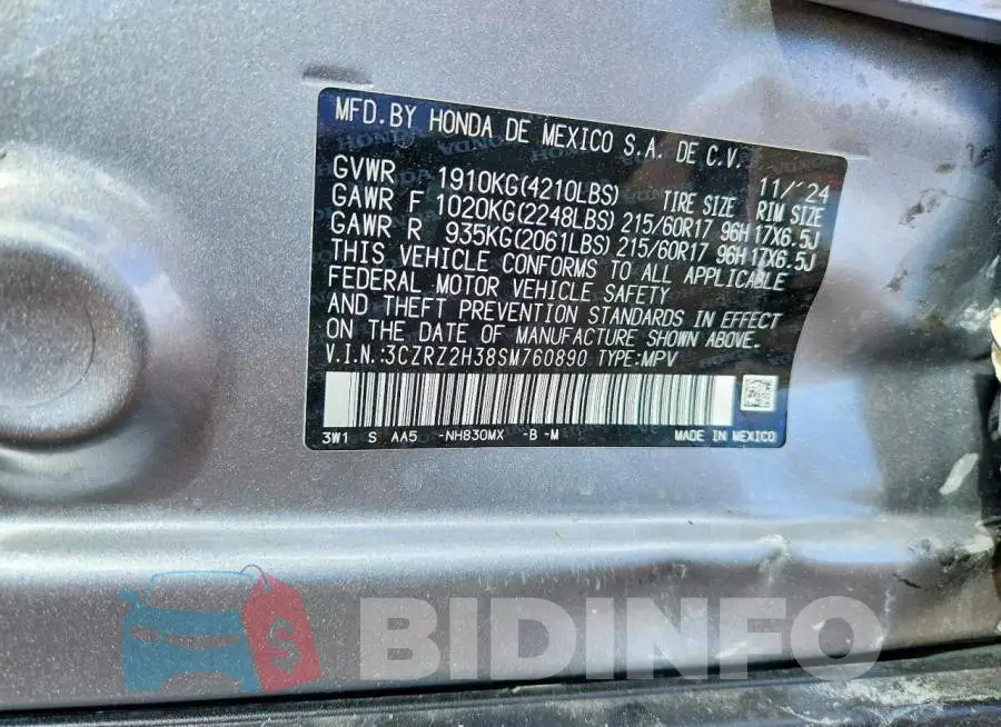 3CZRZ2H38SM760890 Photo# 12