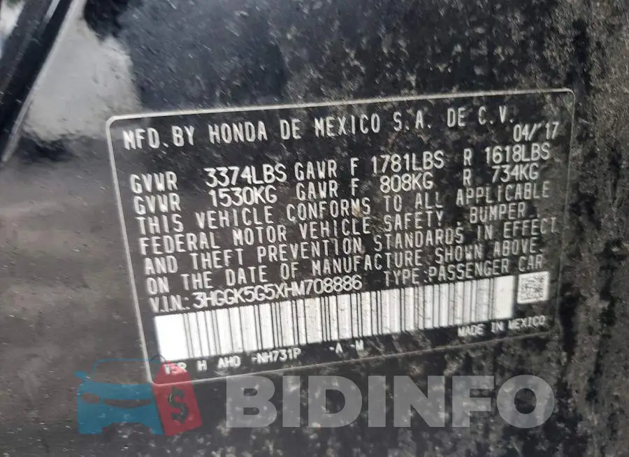 3HGGK5G5XHM708886 Photo# 12