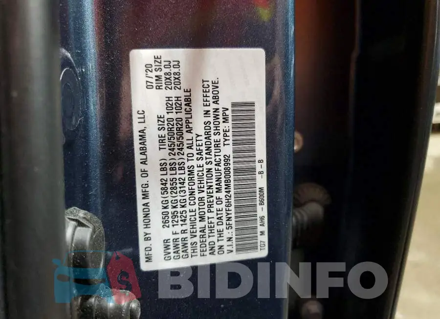 5FNYF6H24MB008992 Photo# 13