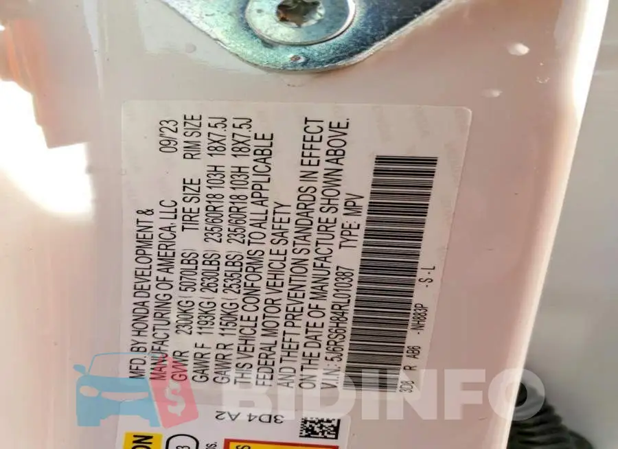 5J6RS6H84RL010387 Photo# 13