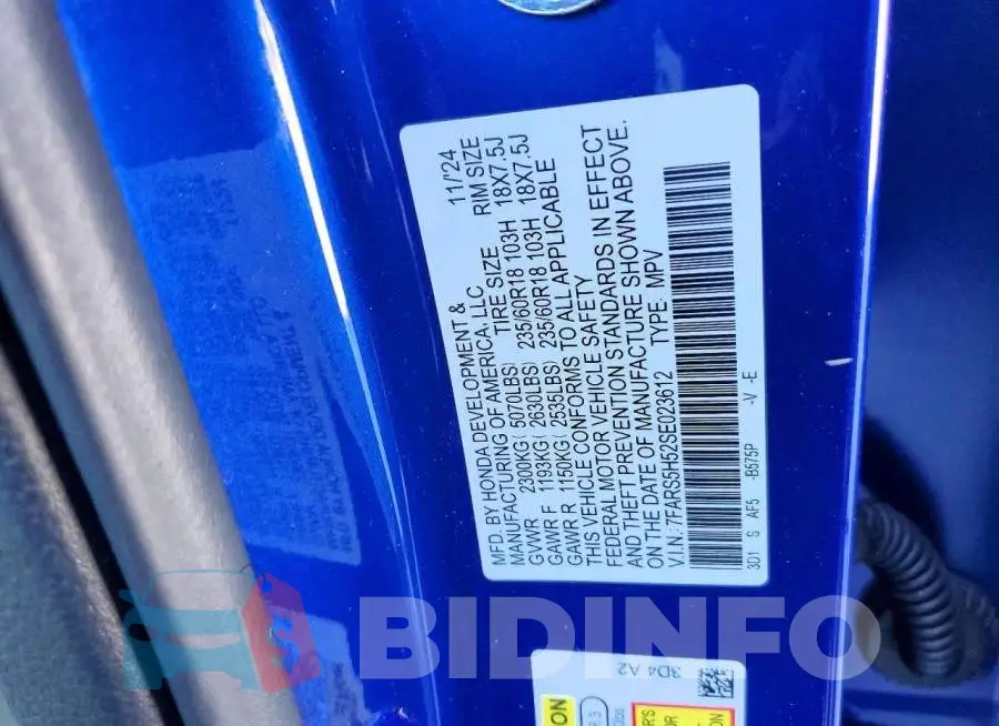 7FARS5H52SE023612 Photo# 13