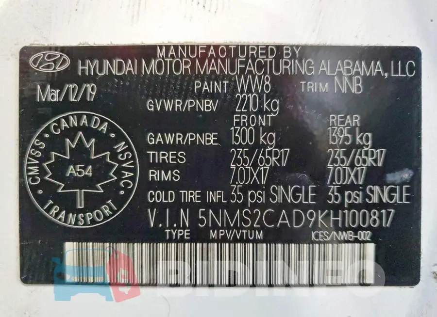 5NMS2CAD9KH100817 Photo# 13
