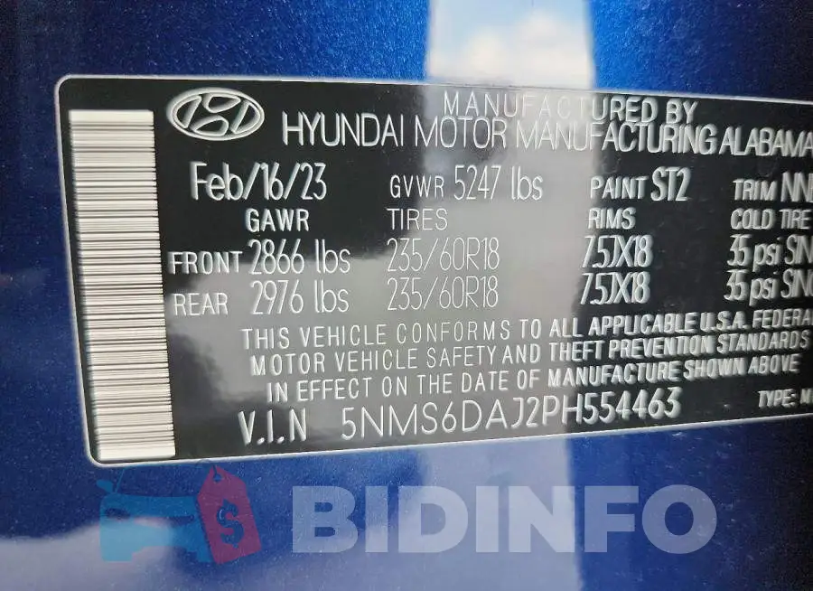 5NMS6DAJ2PH554463 Photo# 12