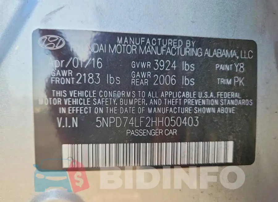 5NPD74LF2HH050403 Photo# 12