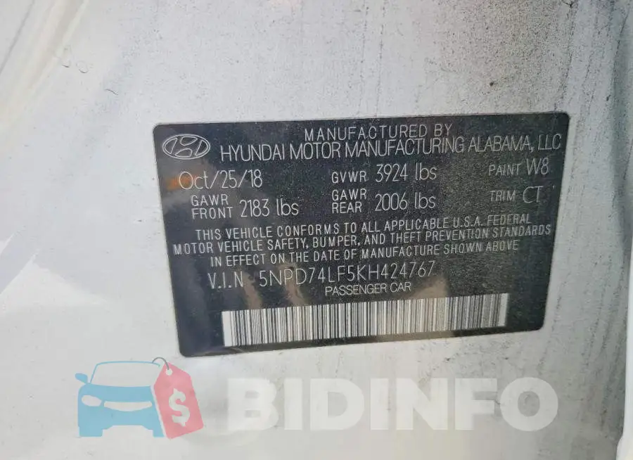 5NPD74LF5KH424767 Photo# 12