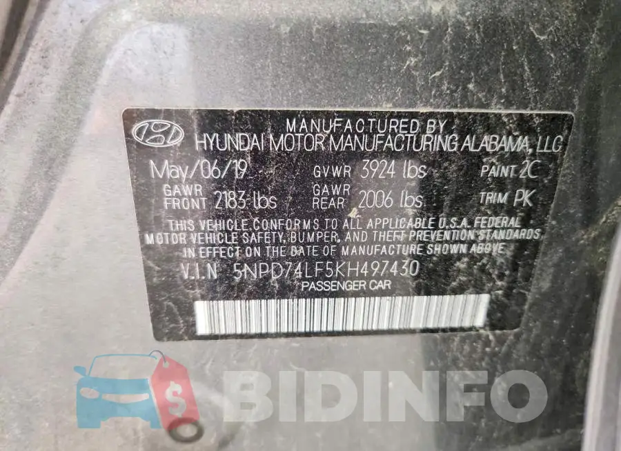 5NPD74LF5KH497430 Photo# 13