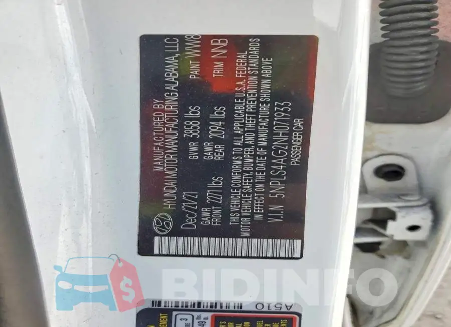 5NPLS4AG2NH071933 Photo# 13