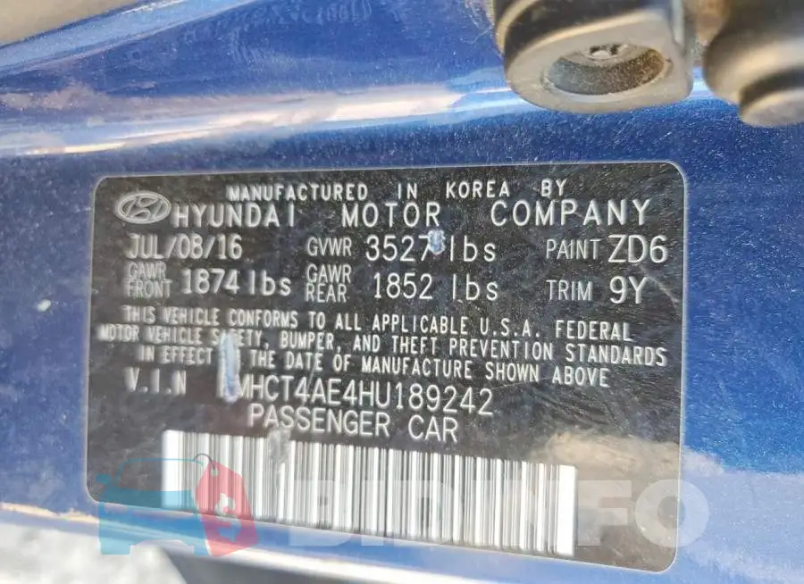 KMHCT4AE4HU189242 Photo# 12