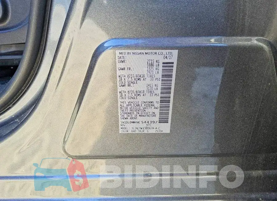 5N1DL0MM4HC544397 Photo# 13