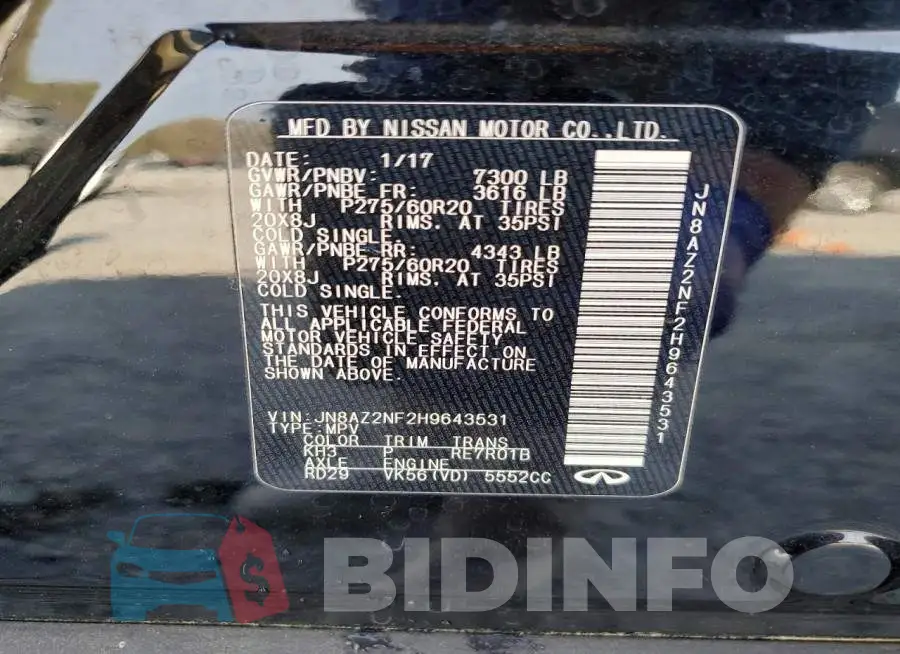 JN8AZ2NF2H9643531 Photo# 13