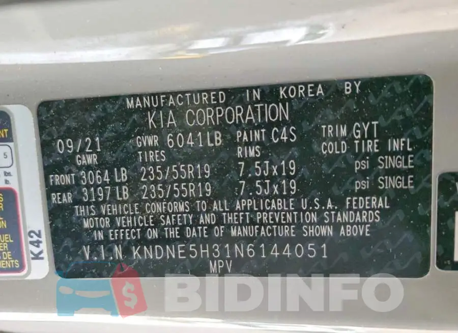 KNDNE5H31N6144051 Photo# 14