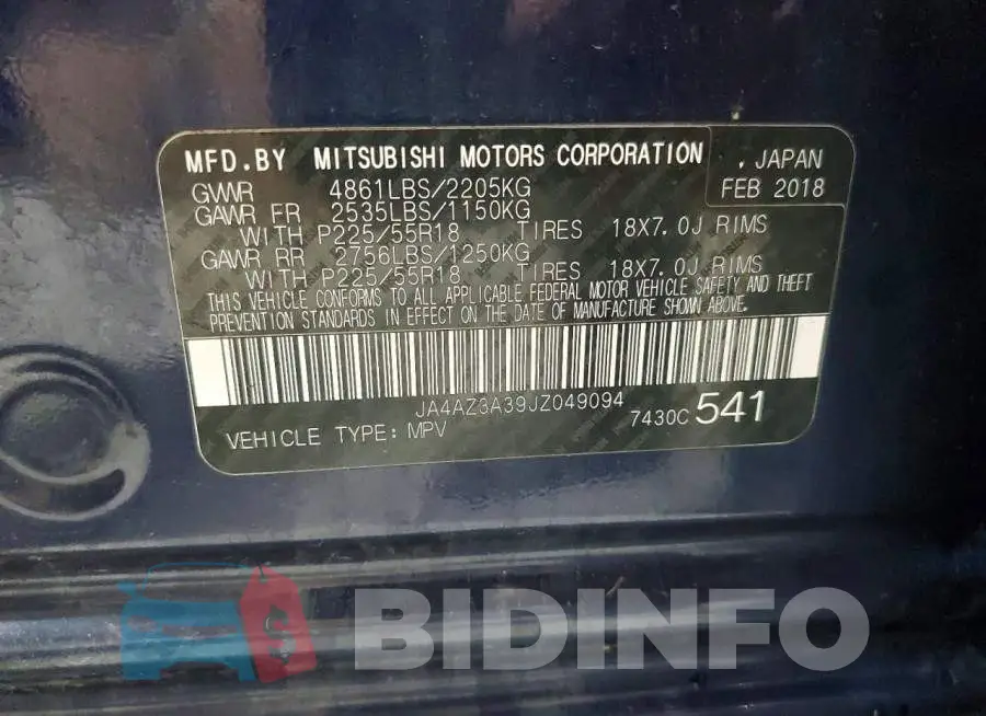 JA4AZ3A39JZ049094 Photo# 13