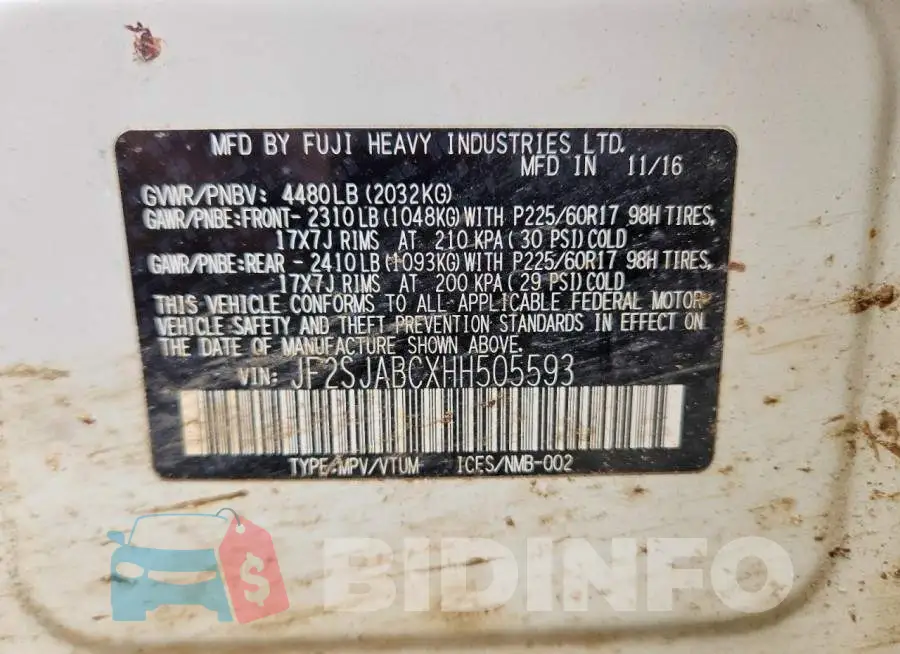 JF2SJABCXHH505593 Photo# 12