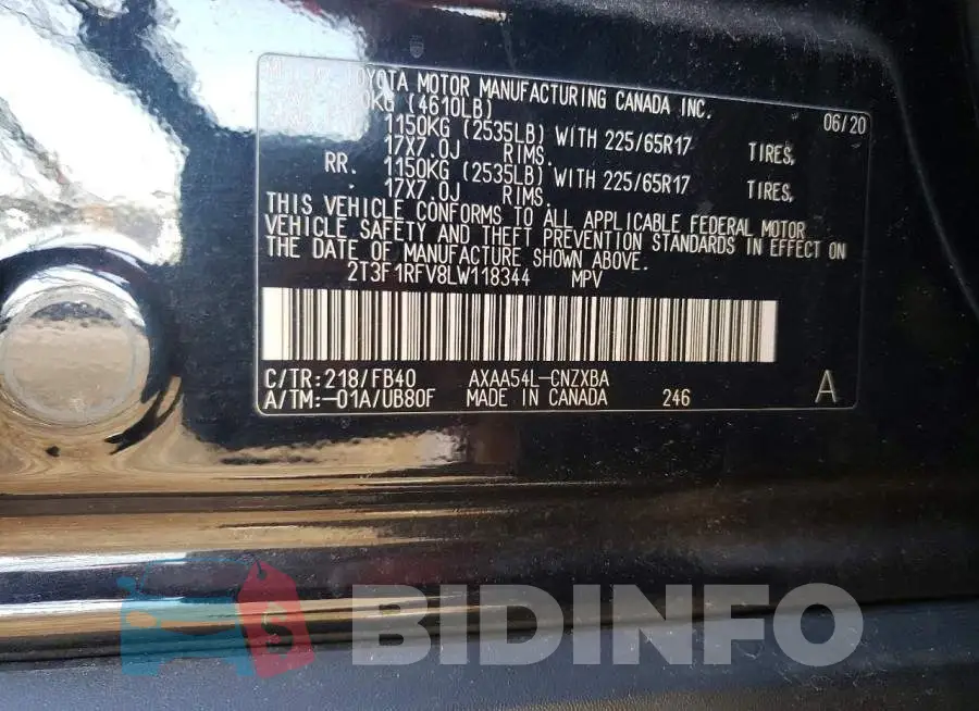 2T3F1RFV8LW118344 Photo# 12
