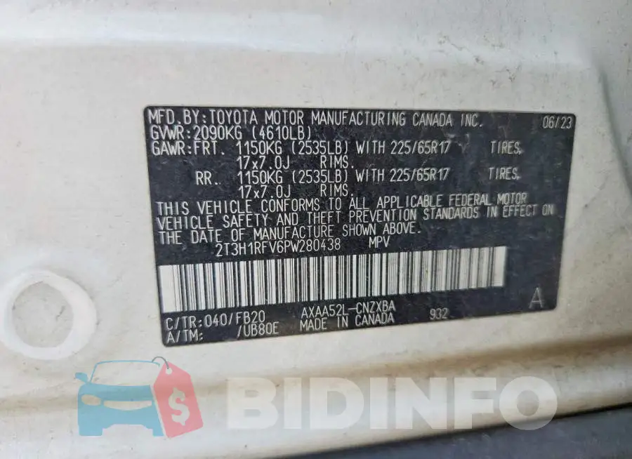 2T3H1RFV6PW280438 Photo# 12