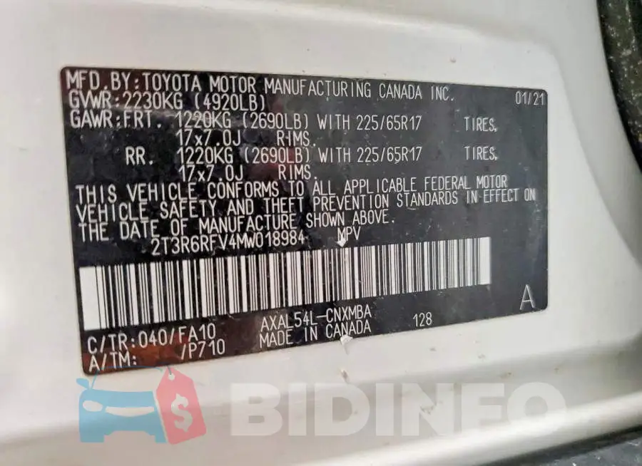 2T3R6RFV4MW018984 Photo# 14