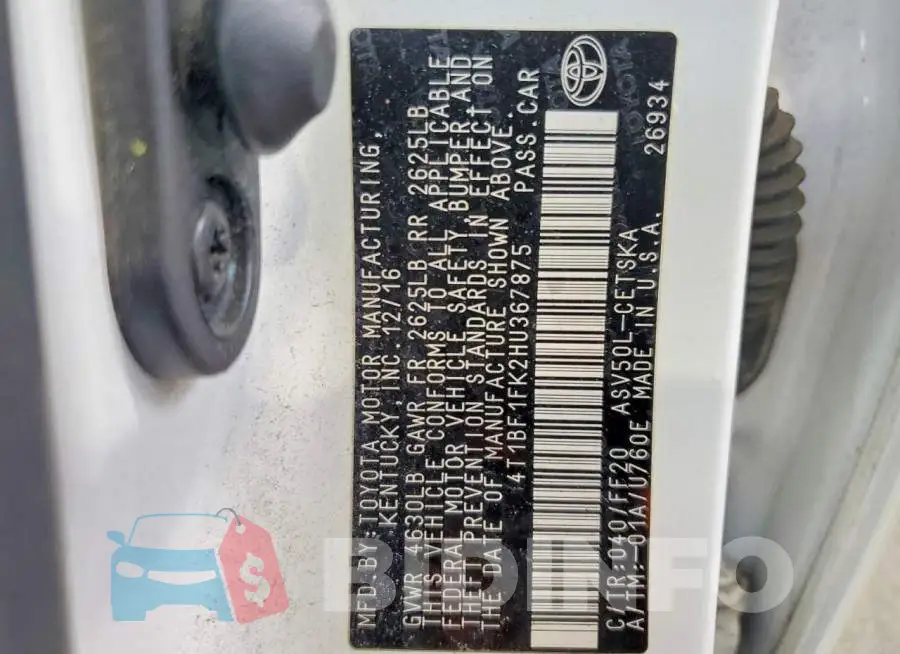 4T1BF1FK2HU367875 Photo# 12