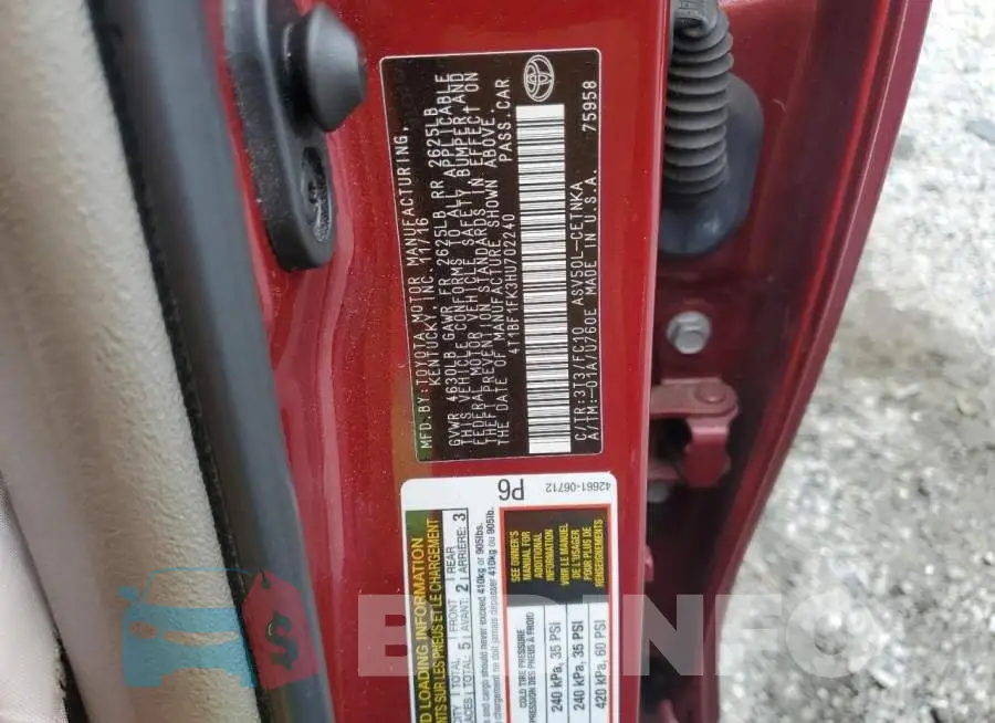 4T1BF1FK3HU702240 Photo# 13