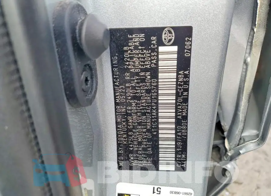 4T1C11AK4PU165760 Photo# 12