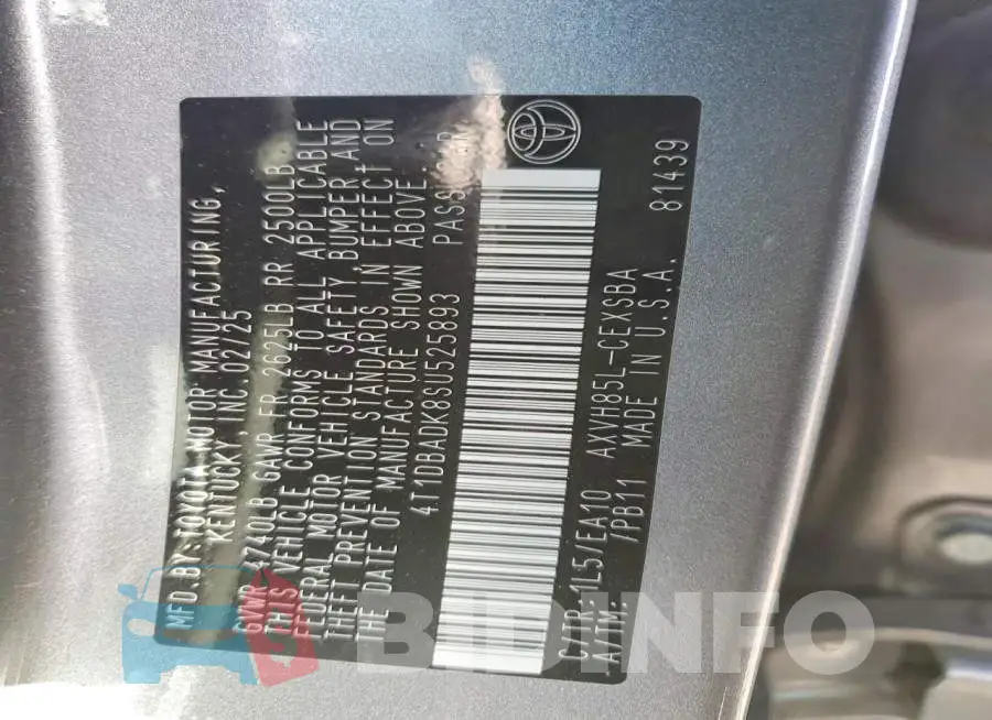 4T1DBADK8SU525893 Photo# 13