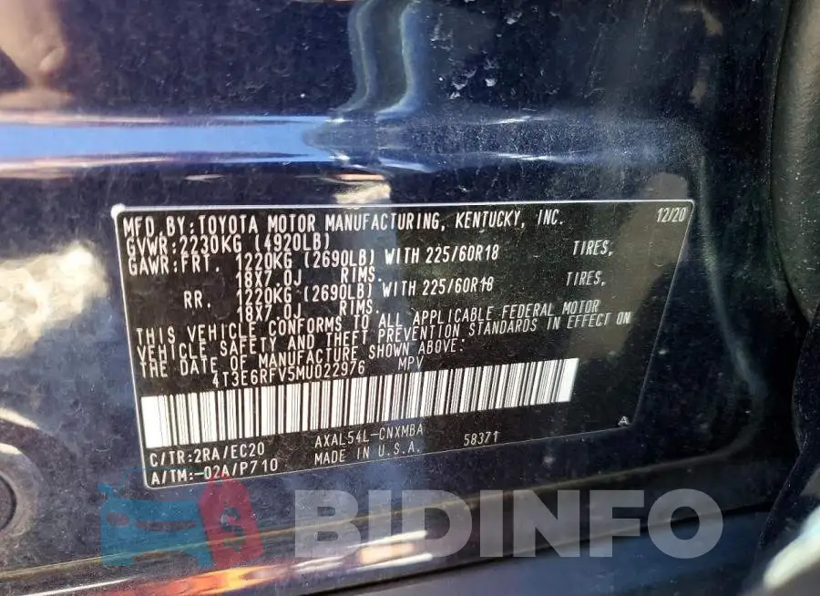 4T3E6RFV5MU022976 Photo# 14