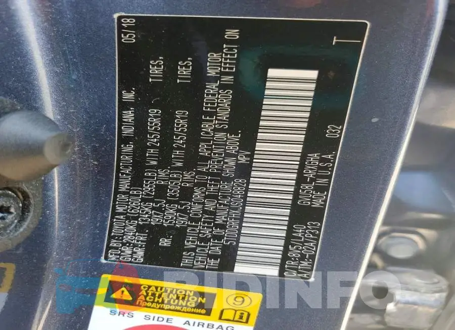 5TDDGRFHXJS048828 Photo# 14
