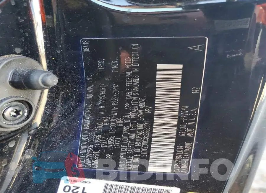 5TDYZ3DCXKS968301 Photo# 13