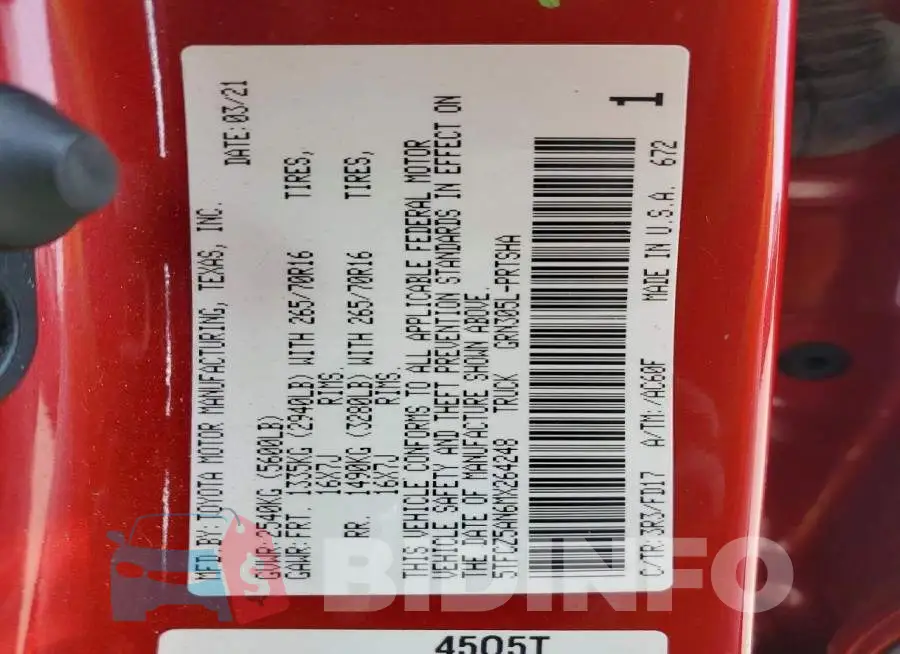5TFCZ5AN6MX264248 Photo# 14