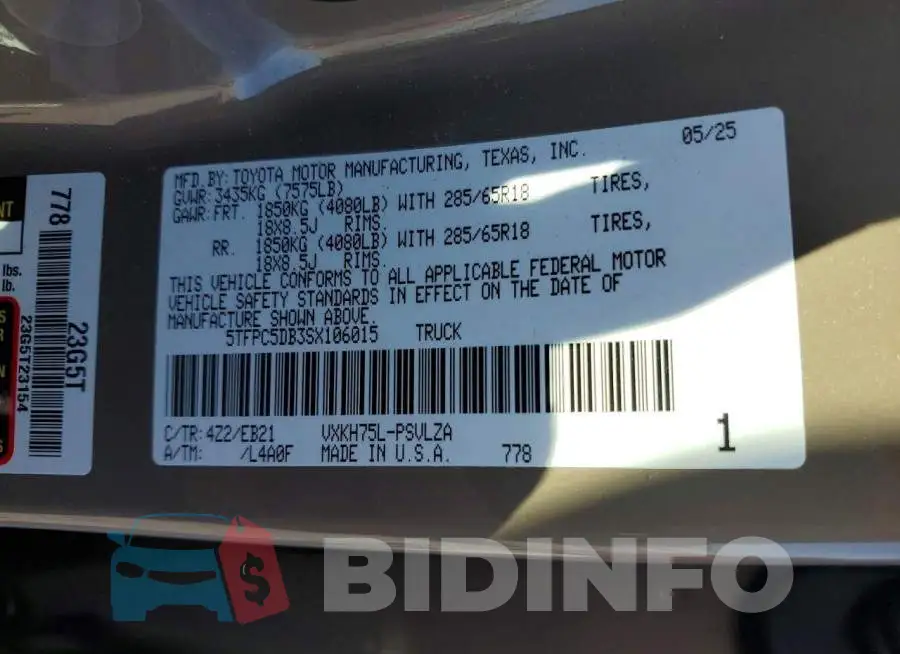 5TFPC5DB3SX106015 Photo# 12