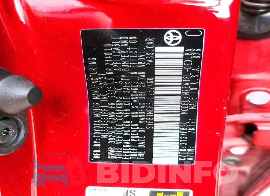 5YFB4MDE5SP252460 Photo# 13