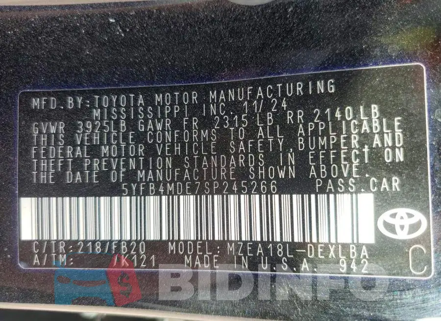 5YFB4MDE7SP245266 Photo# 12