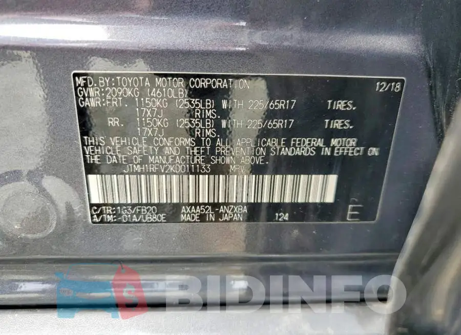 JTMH1RFV2KD011133 Photo# 13
