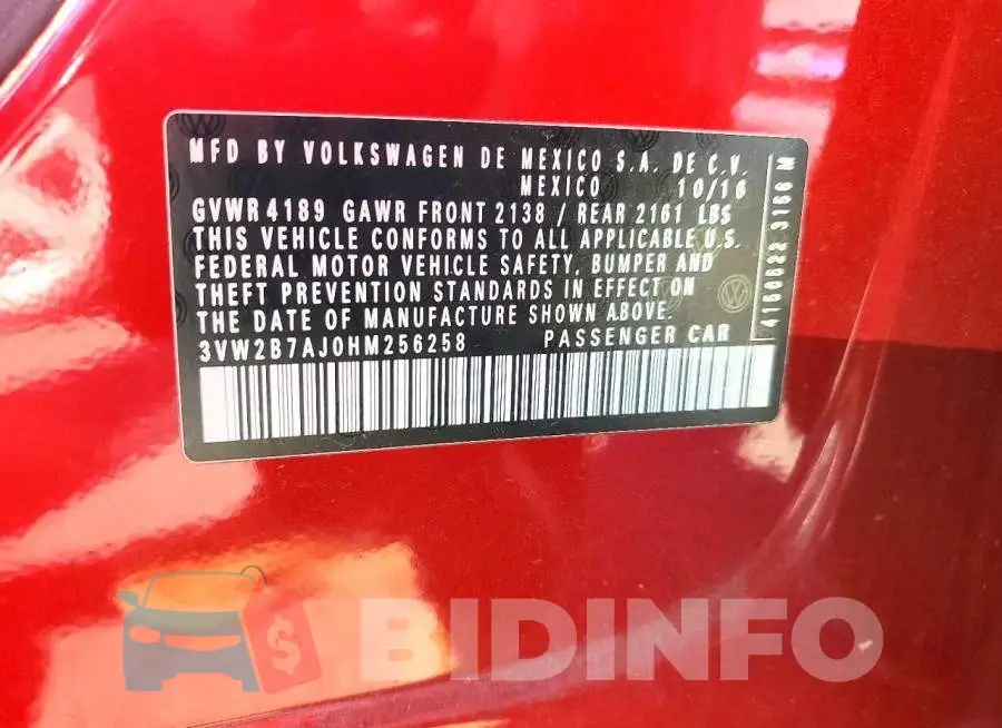 3VW2B7AJ0HM256258 Photo# 13