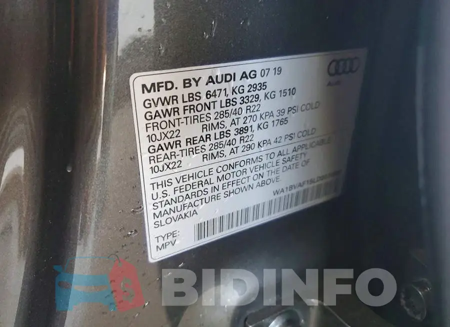 WA1BVAF15LD001085 Photo# 13