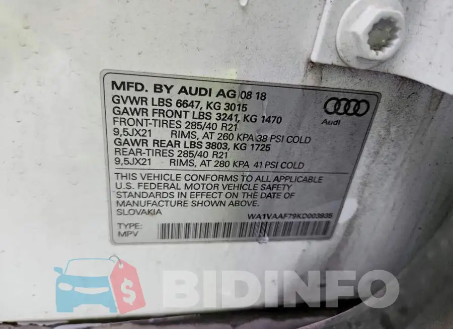 WA1VAAF79KD003935 Photo# 13