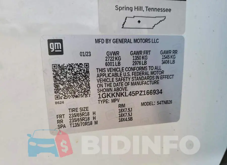1GKKNKL45PZ166934 Photo# 13