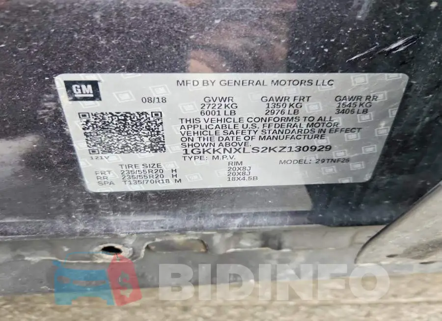 1GKKNXLS2KZ130929 Photo# 14