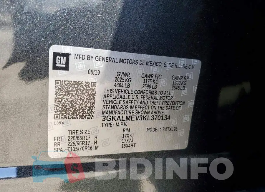 3GKALMEV3KL370134 Photo# 13