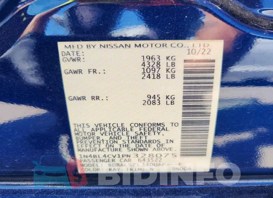 1N4BL4CV1PN328075 Photo# 12