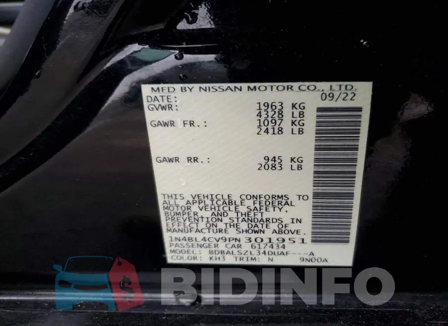 1N4BL4CV9PN301951 Photo# 12