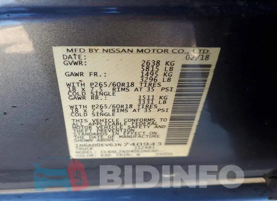 1N6AD0EV6JN740943 Photo# 12