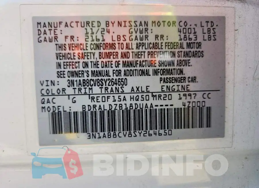 3N1AB8CV8SY264650 Photo# 12